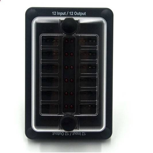 12路带LED 指示灯 32V 20A 车船防水保险丝盒6路保险丝盒