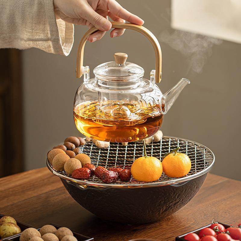 陶瓷围炉煮茶室内家用套电炉花茶茶具套装玻璃全件HFAL2311煮茶陶
