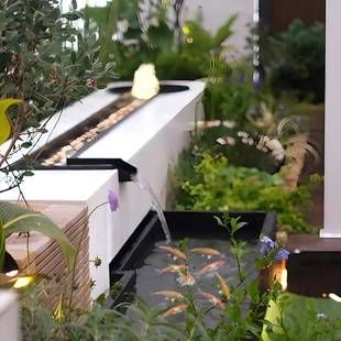 不锈钢鱼池水池水景流水摆件园林庭院户外喷泉循环水景观庭院装饰