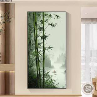 装饰画中式风景画挂画竹林竹子墙壁走廊画竹报平安新入户竖版玄关