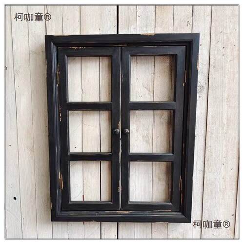 田园假窗户饰柯咖童实户木窗框花园挂件创意拍摄道做具复装古旧麦
