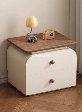 免安装PSY风全室木床头柜中古奶实油意式极简小户型简约现代卧收
