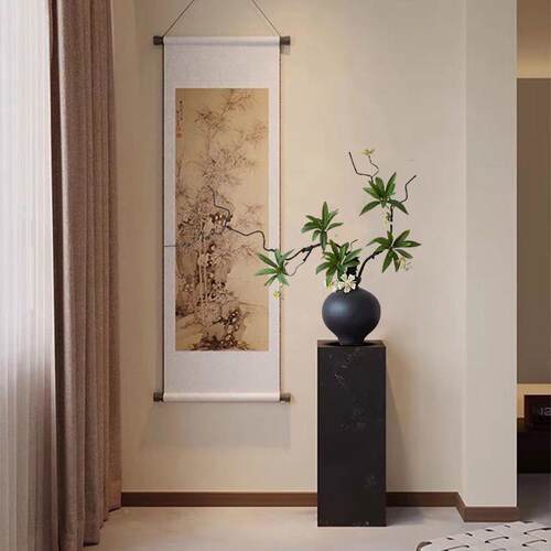 宅寂风式花黑色陶瓷瓶摆件枯藤仿关真中花8aPXcctk客厅玄酒店餐桌