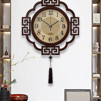 轻PHP家奢挂钟时新中式万年历表客厅用尚静音大气简约潮流钟挂墙