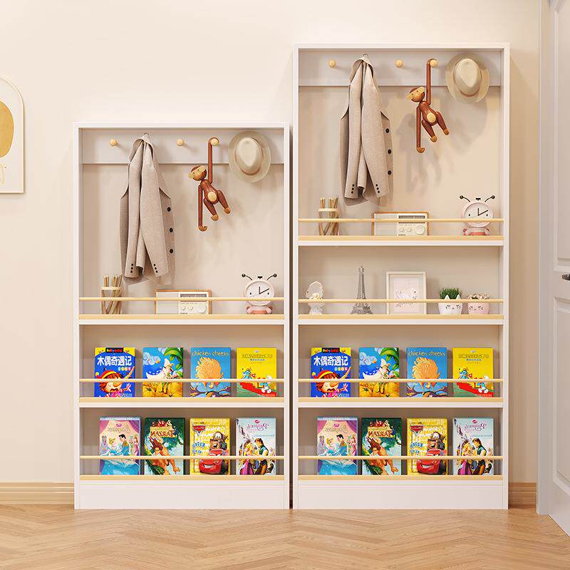门后物NMH置架儿童木实书架落纳地白色多层收架家用绘本架窄新款