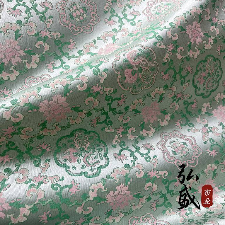 宋锦真丝国风面料新中式织锦唐团纹提花布料