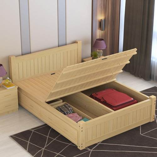 批现2代实木1床加厚高箱床1米8双人储物.箱式5实木床收纳气压床1.