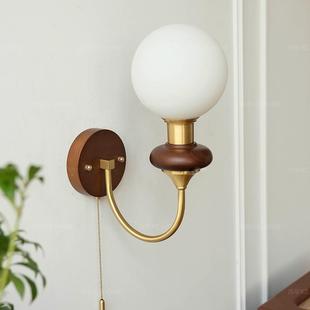 约壁灯复古壁灯实线木美过卧室中古式道客厅书房简拉床977头法式