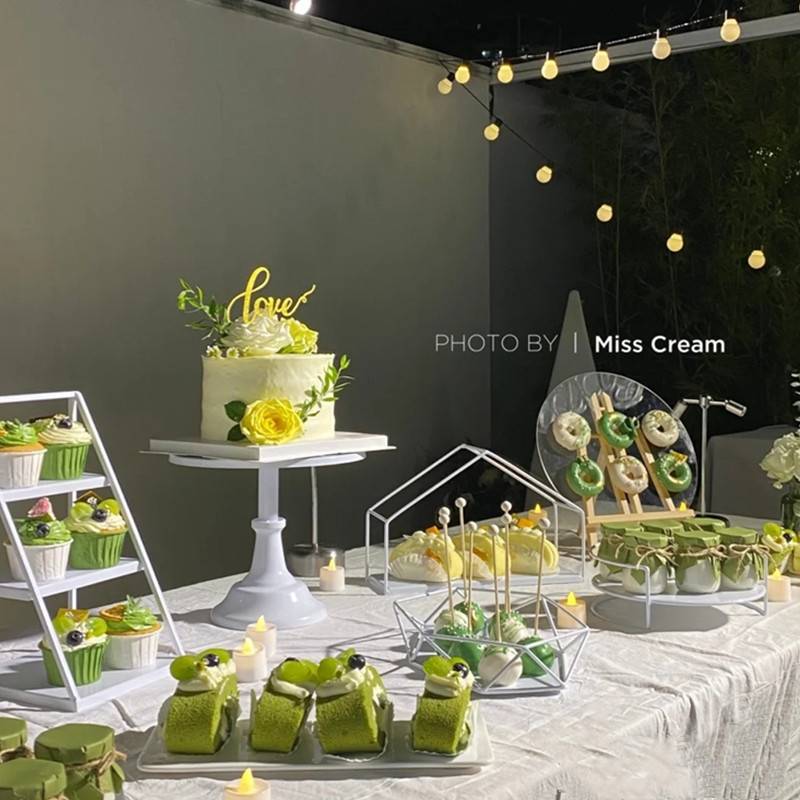 白色铁艺甜品台摆件展示架蛋糕托盘欧式下午茶点心架冷餐茶歇摆台