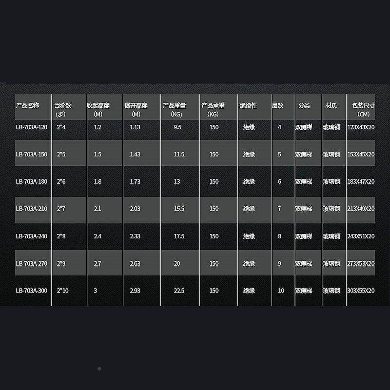 绝缘梯加厚玻钢电LB-703A力程人字梯修电工维工绝缘梯子室外登璃