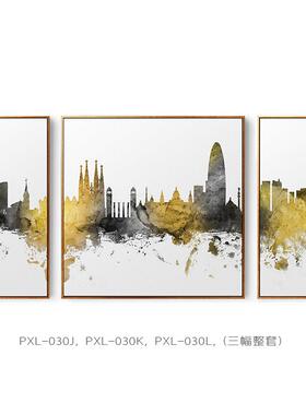 抽象厅饰画沙发背景画画卧室客餐厅三联家PXL-030居玄关挂画装新