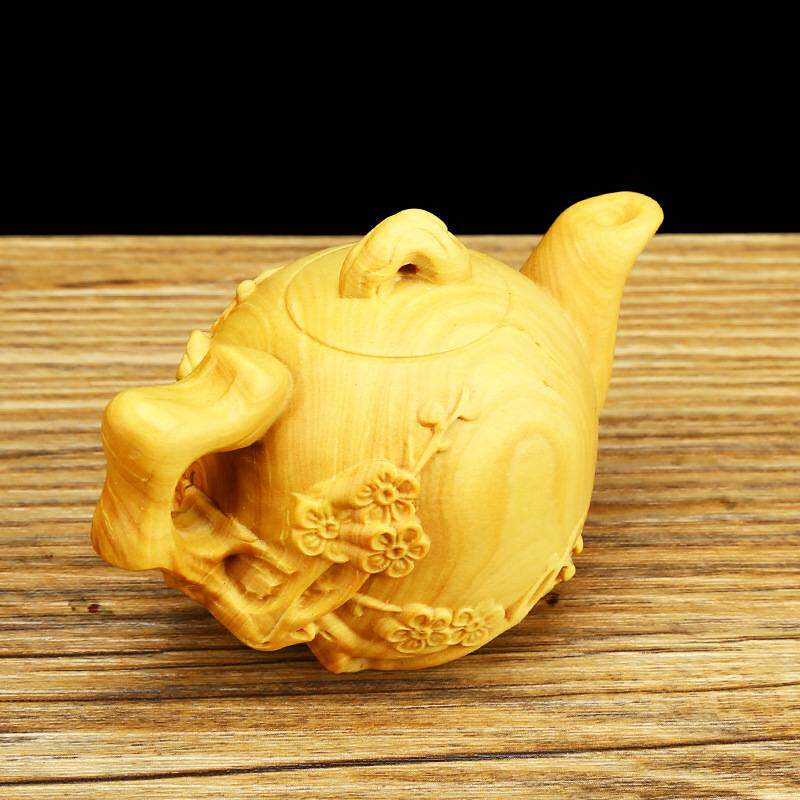 小叶黄杨木木雕手把件喜上眉梢茶壶茶宠把玩件实木的雕刻工艺品
