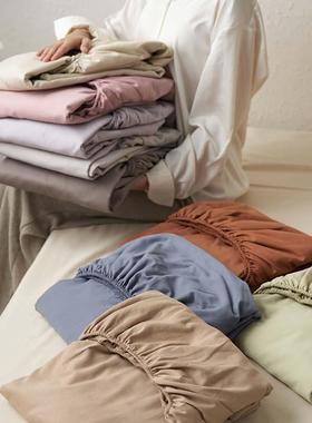1人00支全棉磨毛单品床笠日系50869奶油笠纯色三件套床单双床垫罩