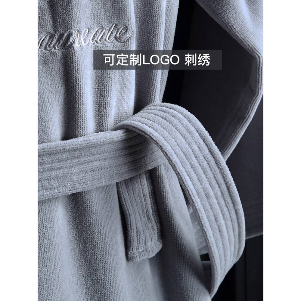 纯棉酒店浴袍吸水速干薄款浴衣洗完澡穿的睡袍女可穿式浴巾男夏天