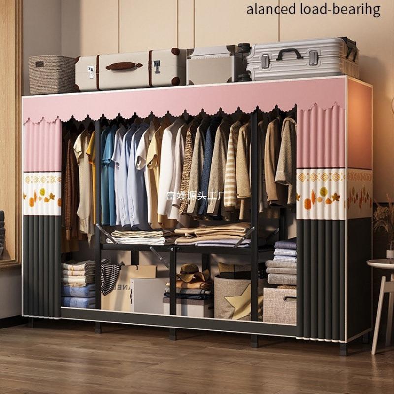 全钢型架结实耐无品牌/用出房租用折叠户简易衣柜家用卧室免安装