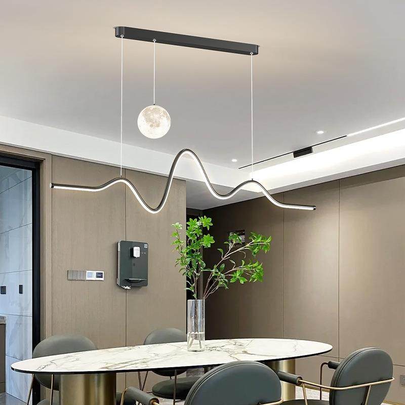餐厅吊灯现代简吊约设计山师护眼一字餐餐桌网红月月球厅354灯具,家装灯饰光源,智能吊灯,淘宝优惠券,粉丝福利购,淘宝优惠卷