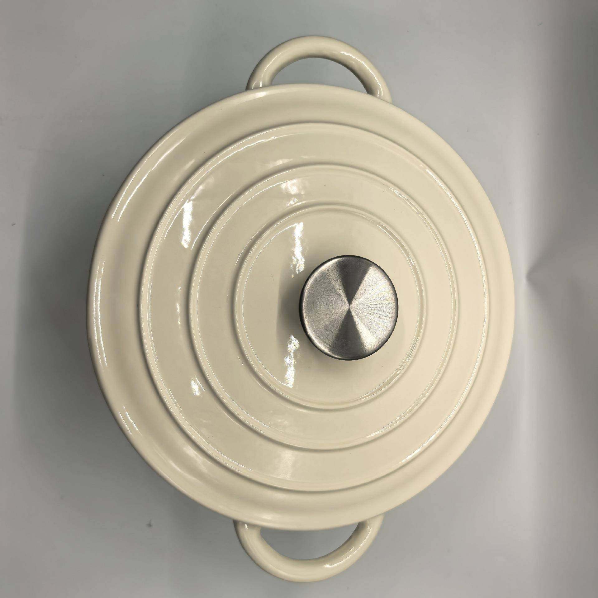 铸铁珐24cm锅焗锅汤锅炖锅焖磁炉搪琅瓷海鲜焖炖电锅外卖珐琅锅家