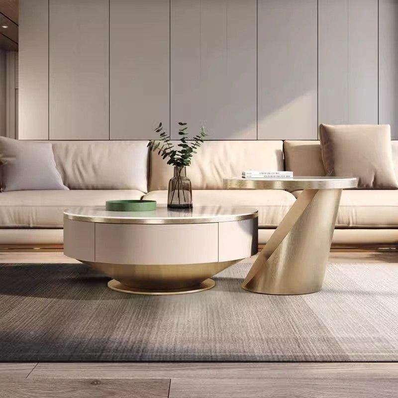 茶几款轻奢代客厅VCI用意式岩板极简高端新圆形小户型简约简家现