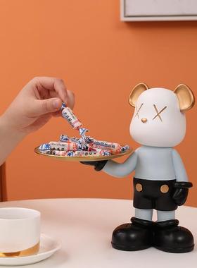 创意暴装力熊收纳托盘摆件玄关进门鞋柜轻钥匙盘客厅居家211122-A