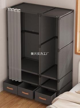 衣柜衣衣帽架落地卧室架杆防尘多功能组合衣架PCQ简约衣简柜易家