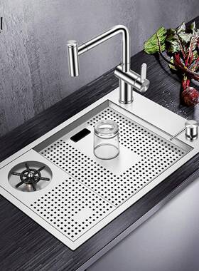 曼巴顿厨房吧台MT-6038X多功能槽带高水压器沥水杯篮架洗下沉式台