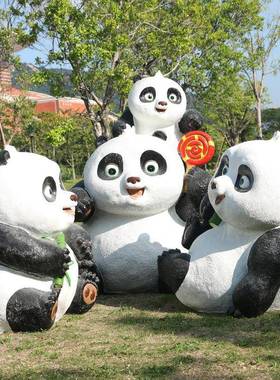 仿真熊猫摆院件户外玻璃钢动物雕塑NZW园景观装饰小品林公饰园庭