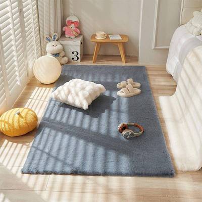 ins仿兔毛货地毯厅客加厚毛绒卧室床边飘窗满铺清恒家访风供应链