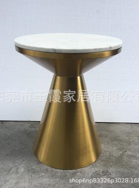 家现货不锈北钢金色角几几边欧厂后NWA现代轻奢不锈钢大理石茶几