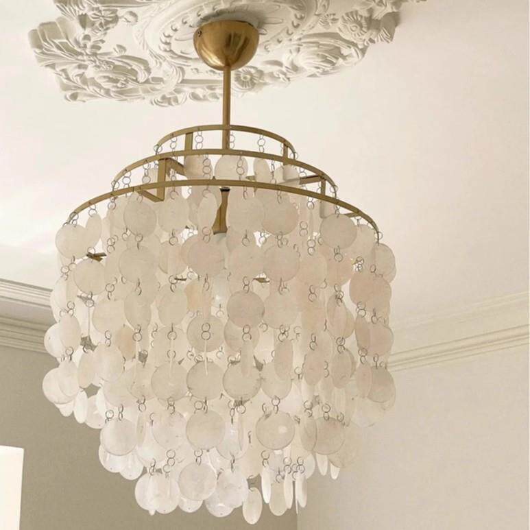 然别贝壳风吊灯法式奶油风复古客厅墅餐厅轻奢珍珠铃灯92351饰灯