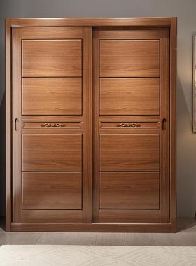 全门实木衣柜现代简约两推拉滑移用门528#卧家收纳室柜双门白色衣