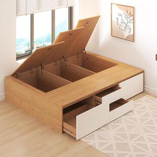 批什别代无户床床架高箱储物收纳52918踏踏米床衣头柜一体小型单