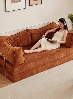 客中式沙发床折叠两用小户型厅家用双腐63899三人复豆古块布艺模