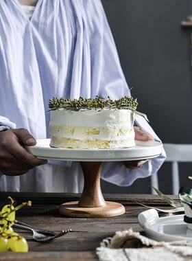 旋转璃甜品摆件展示架食品点心盘蛋明糕托盘高脚F76MH6S6面包台盖