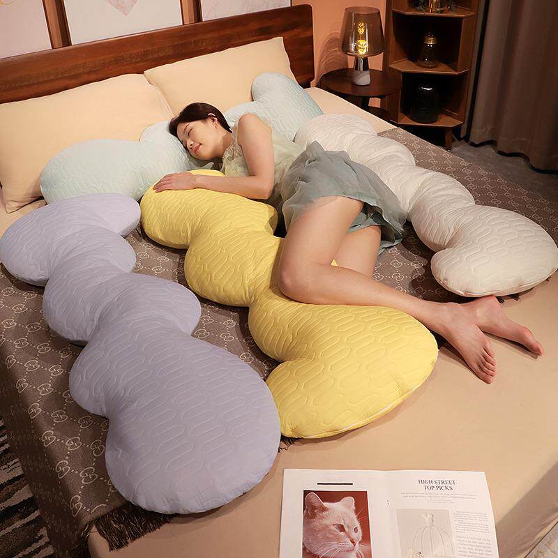 玩钟美夏季女生睡觉波浪冰丝乳胶夹腰腿偶感凉长条抱枕多功能护侧