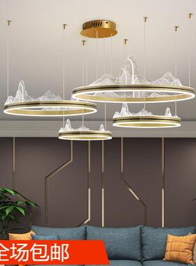 后代雪山现吊灯客厅北欧轻奢简约创意圆环别大墅山81789厅样板房
