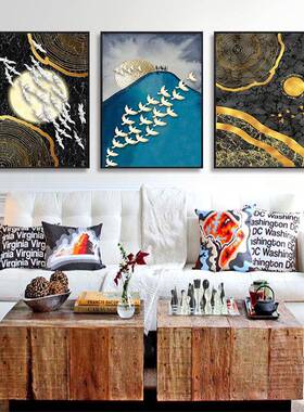 房北轻奢金色抽象装欧饰画E-6032客厅书挂画酒店样板艺房术创意晶