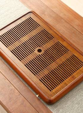 小型10349家木质盘用蓄水茶海花梨茶木干泡茶台托客厅盘储水式带