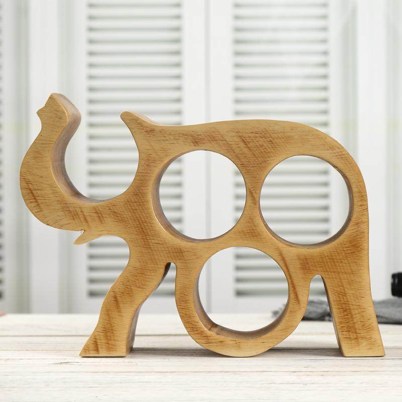 红酒创架摆件斜放新式实木质意大象酒轻架中70883摆设奢高档餐桌装饰品