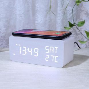 万字年历L电9090星期子钟无D线充电时钟木质星期贪睡E闹钟创意无