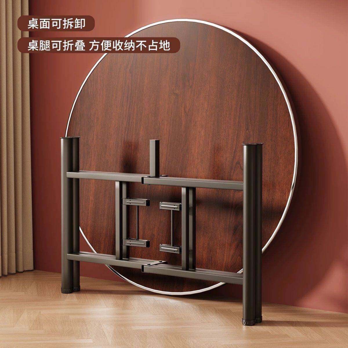 加EZJ厚圆桌2餐实木玻璃宴桌席转盘桌家用酒店食堂圆面饭桌乡村1