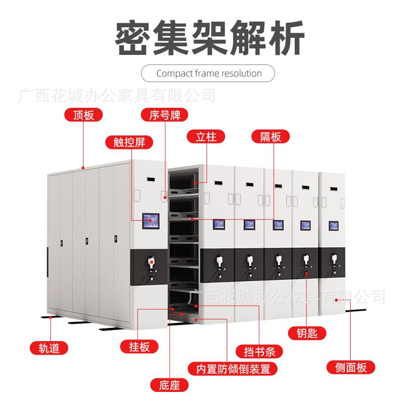 广西花城智能密集架手摇式移动档案文件柜电动库房储存档案柜