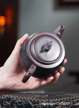 宜兴矿正宗盘手古红龙龟守周紫砂原壶大容量家78993用泡茶工壶套装