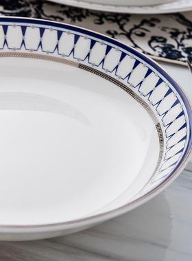 隆达骨瓷感的27655家瓷微用餐具陶碗盘子简格平盘深盘大碗瑕