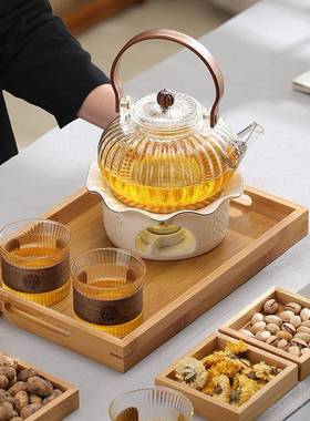 玻璃煮茶壶可明火透明养生花茶壶耐高温玻璃家套用装85019茶炉温茶煮器