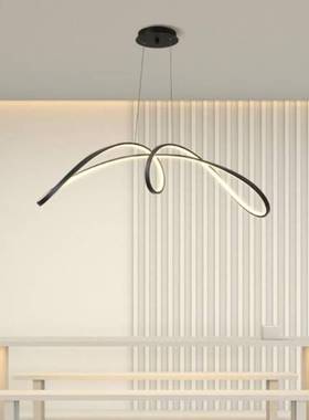 极简约餐厅小吊灯 现代黑白色灯 护眼90长铝材线条餐桌吧台吊灯