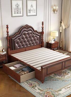 美式床乡包村大欧式软床床双人床箱主卧实木床现代qx简约高储物婚