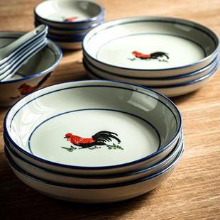 碗DYE复古套碗 家用鸡公碗汤碗饭碗骨头碟盘盘子老式 中式 一套碗装