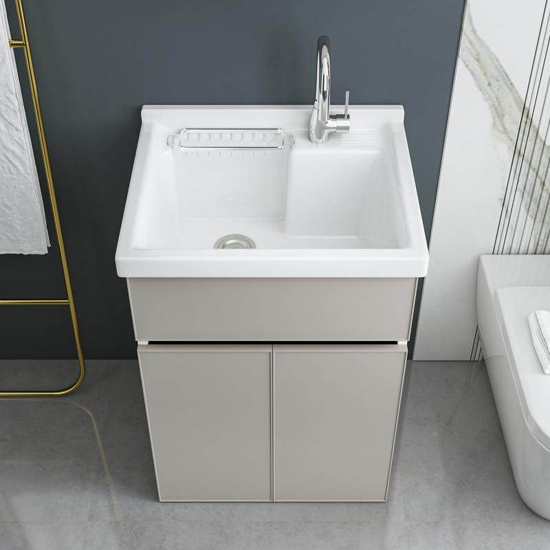 阳174台洗衣组合一体户柜陶瓷盆小型脸盆柜搓板带浴室柜太空铝洗