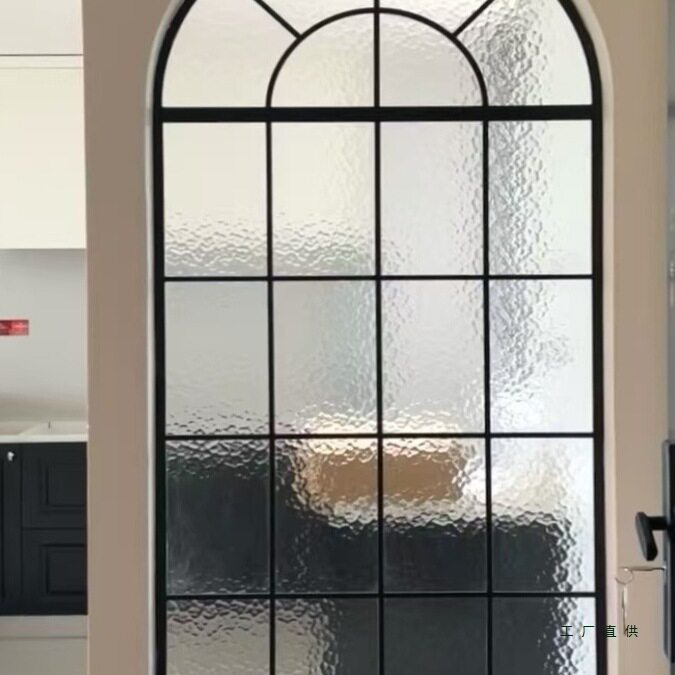 法式铁艺玻璃屏风客厅奶油风复古隔断假窗户创意拱门玄关遮挡装饰