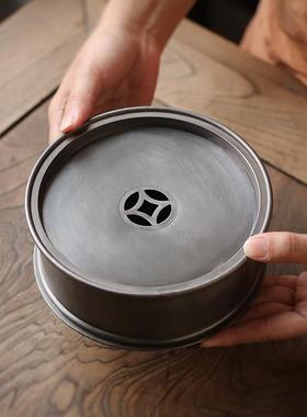 9RT吉利手工锡茶盘圆形壶颜49737Z紫砂壶养壶垫小茶船承茶池潮州